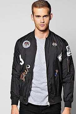 Boohoo Multi Badged Ma1 Nylon Bomber