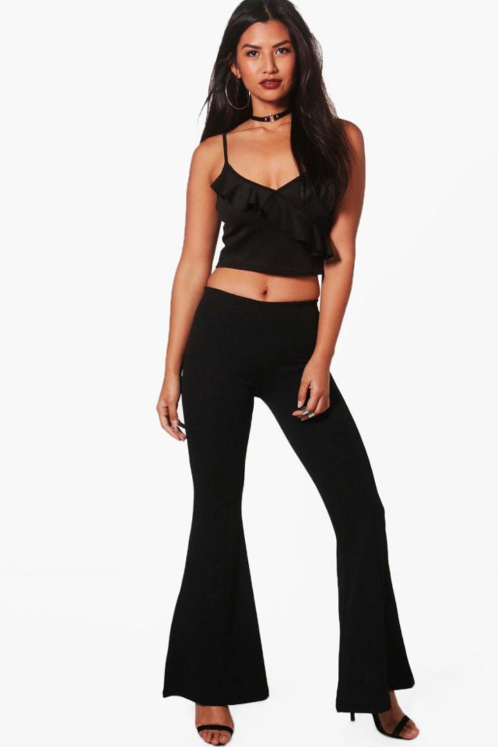 Boohoo Charlotte Skinny Fit Flared Trouser Black