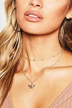 Boohoo Angel Choker Chain Layered Necklace