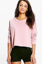 Boohoo Tall Macia Raw Hem Oversized Boxy Crop Sweat