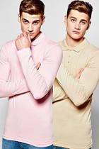 Boohoo 2 Pack Long Sleeve Muscle Fit Polos