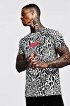 Boohoo Red Box Logo Animal Printed T-shirt