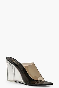 Boohoo Clear Wedge Mules