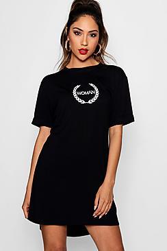 Boohoo Woman Printed T-shirt Dress