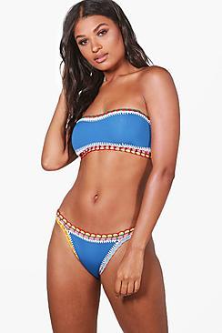 Boohoo Cancun Boutique Crochet Reversible Bandeau Bikini