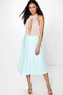 Boohoo Beau Box Pleat Skater Skirt