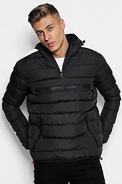 Boohoo Contrast Panel Overhead Puffer Jacket