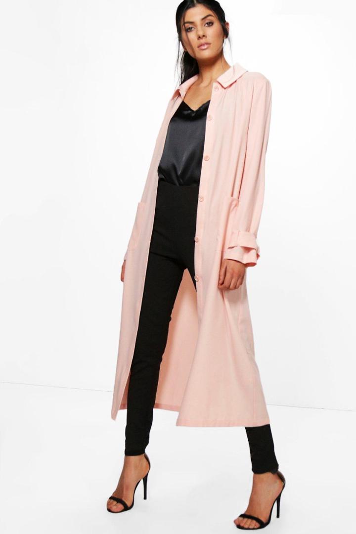 Boohoo Keira Maxi Utility Duster Shacket Nude