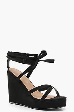 Boohoo Georgia Wrap Strap Wedges