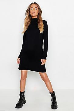 Boohoo Roll Neck Long Sleeve T-shirt Dress