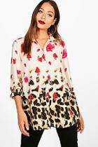 Boohoo Katie Leopard Floral Oversized Shirt