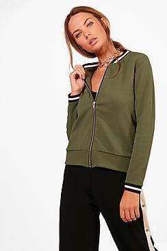 Boohoo Abigail Stripe Cuff Bomber