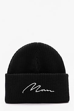 Boohoo Man Script Embroidered Micro Beanie