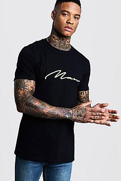 Boohoo Neon Yellow 3d Man Embroidered T-shirt