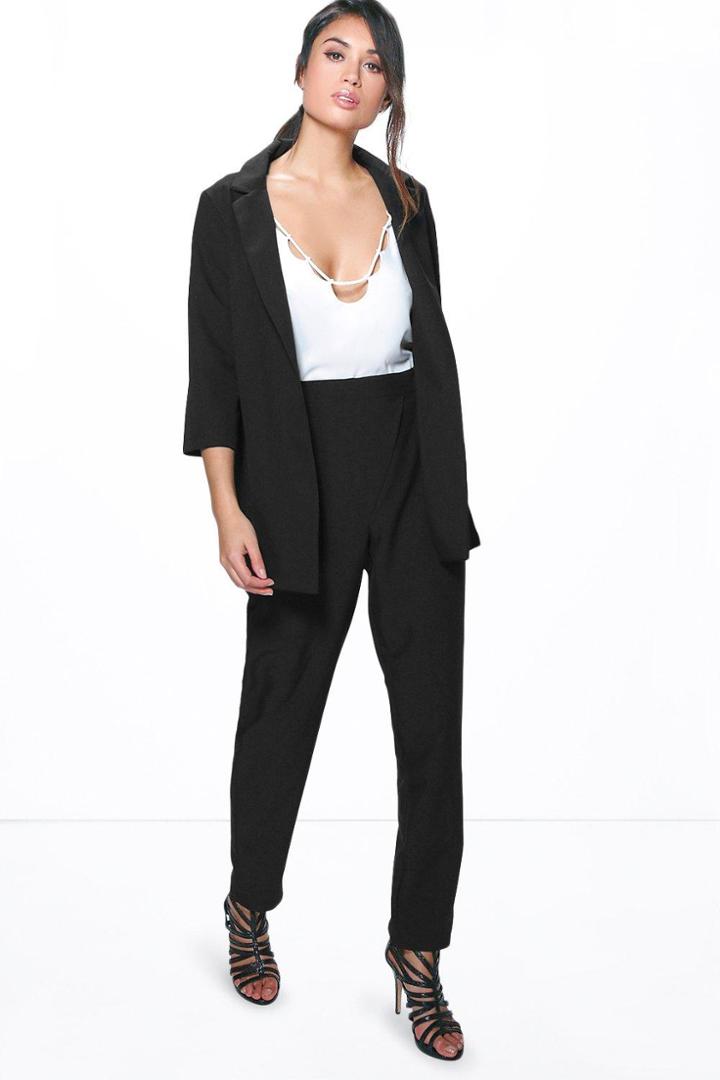 Boohoo Louise Wrap Front Woven Trouser Black