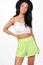 Boohoo Lucy Jersey Flippy Shorts Lime