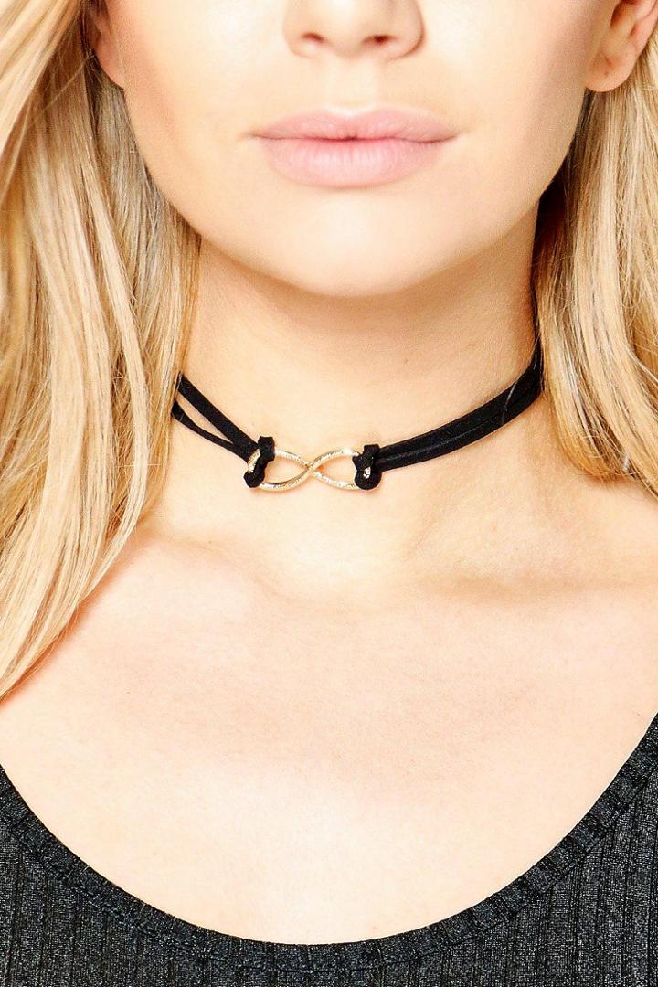 Boohoo Infinity Link Skinny Cord Choker Gold