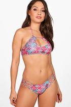 Boohoo Bali Paisley Boho Halterneck Keyhole Bikini