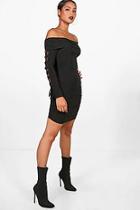 Boohoo Lace Up Sleeve Bodycon Dress
