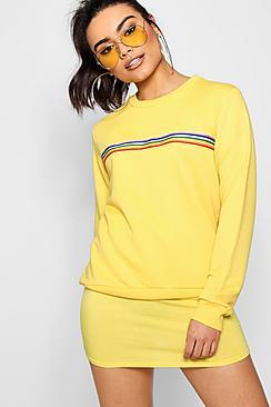 Boohoo Kayla Bright Sports Stripe Sweat