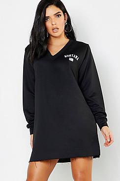 Boohoo Montana V Neck Sweat Dress