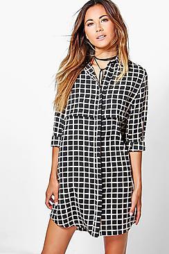 Boohoo Amanda Check Shirt Dress