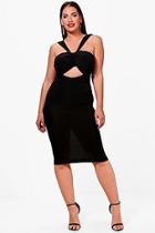 Boohoo Plus Rosie Knot Front Bandeau Bodycon Dress