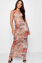 Boohoo Bohemian Slant Print Maxi Dress