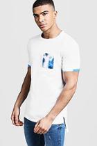 Boohoo Step Hem Roll Sleeve T-shirt With Tie Dye Pocket