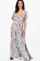 Boohoo Evie Floral Wrap Front Maxi Dress