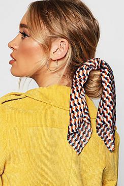 Boohoo Geometric Scarf Scrunchie Hair Tie