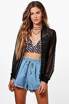 Boohoo Mina Mesh Bomber Jacket