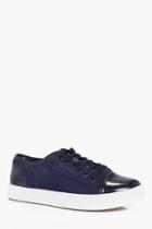 Boohoo Lace Up Suedette Trainers Navy