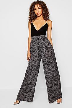 Boohoo Grey Dalmation Wide Leg Trouser