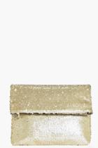 Boohoo Mya Matte Sequin Fold Over Clutch Bag Gold