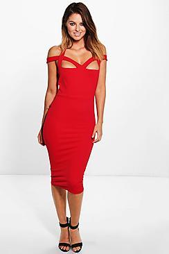 Boohoo Toril Strappy Detail Midi Dress