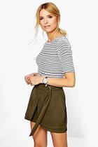 Boohoo Jenny Belted Wrap Over Skort