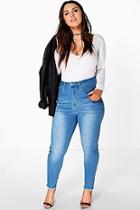 Boohoo Plus Emelie High Waist Fray Hem Tube Jean