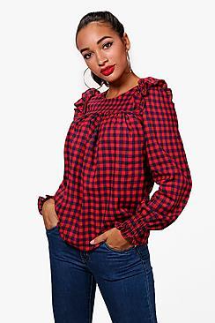 Boohoo Ella Checked Woven Top