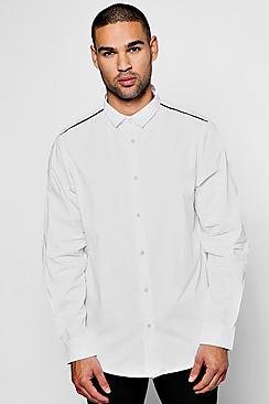 Boohoo Long Sleeve Contrast Piping Shirt
