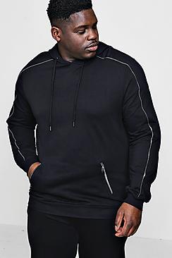 Boohoo Big And Tall Multi Zip Detail Hoodie