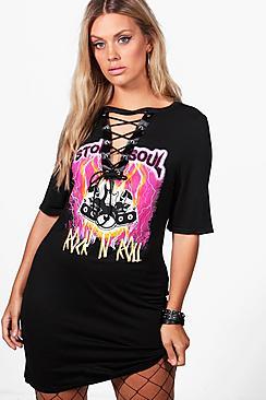 Boohoo Plus Kaitlyn Lace Up Band Dress