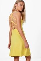 Boohoo Lucie Strap Detail Mini Dress Yellow
