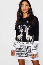 Boohoo Merry Christmas Reindeer Jumper Dress