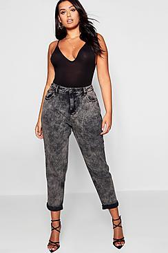 Boohoo Plus Acid Wash Boyfriend Jean