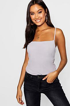 Boohoo Strappy Rib Square Neck Cami