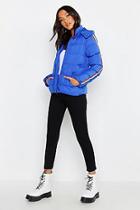 Boohoo Rainbow Stripe Puffer Jacket