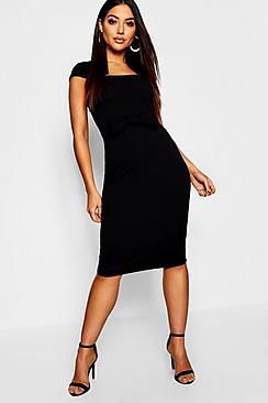 Boohoo Bow Front Cap Detail Midi Dress