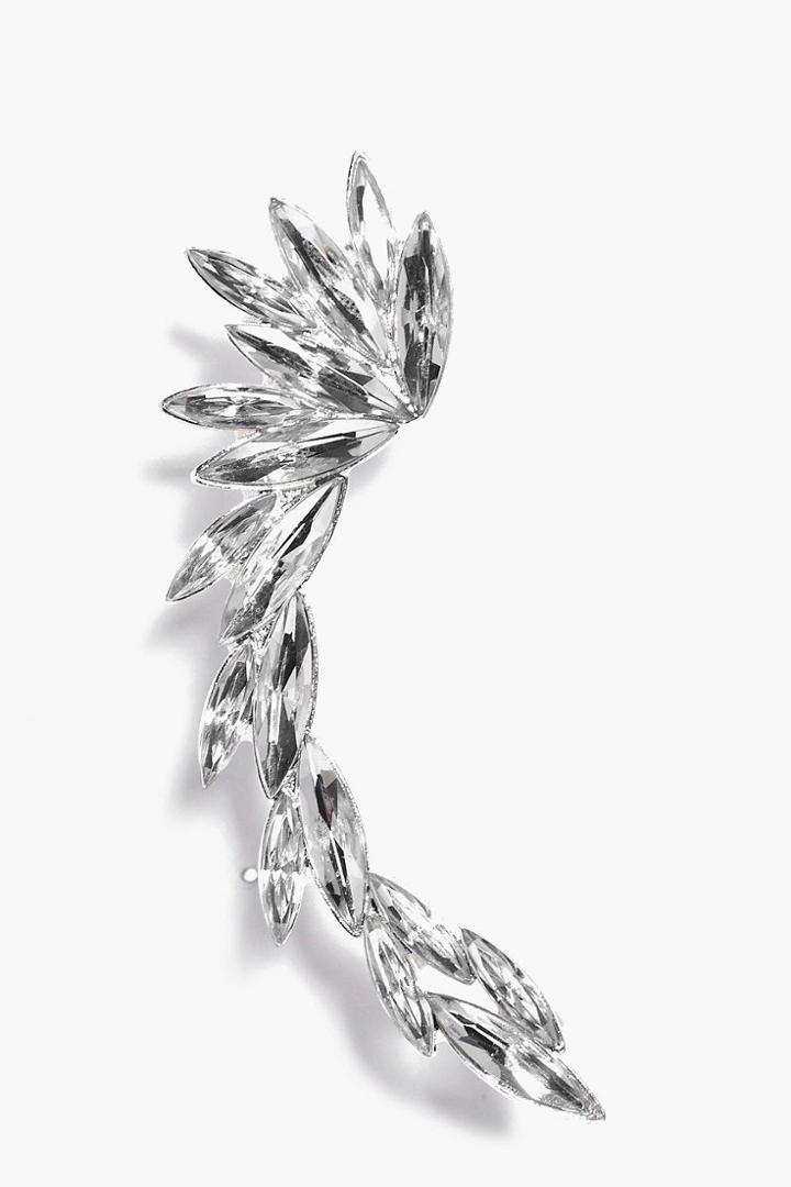 Boohoo Eliza Diamante Full Ear Cuff Silver