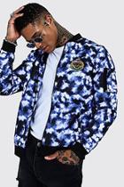 Boohoo Tie Dye Bomber Jacket With  Back Embroidery